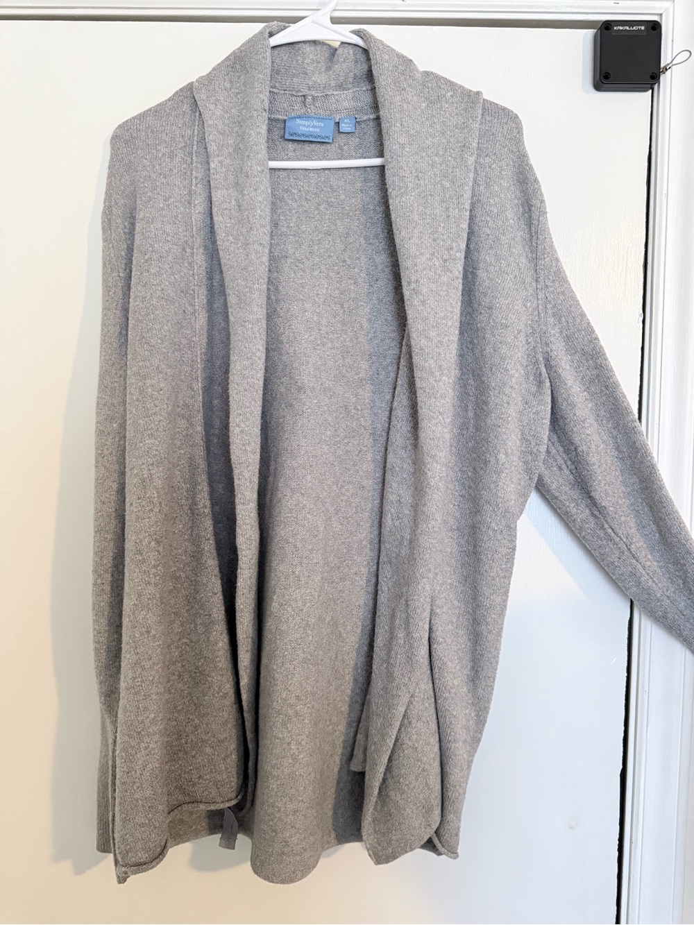Simply Vera Vera Wang Light Gray Open-Front Shawl Collar Cardigan